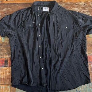 Poncho Black Short Sleeve Button-Up Shirt
